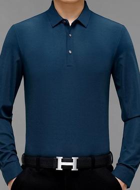 20中3秋季士年2翻领爸爸装羊绒长袖t恤男时尚休闲打底POL36-BO衫