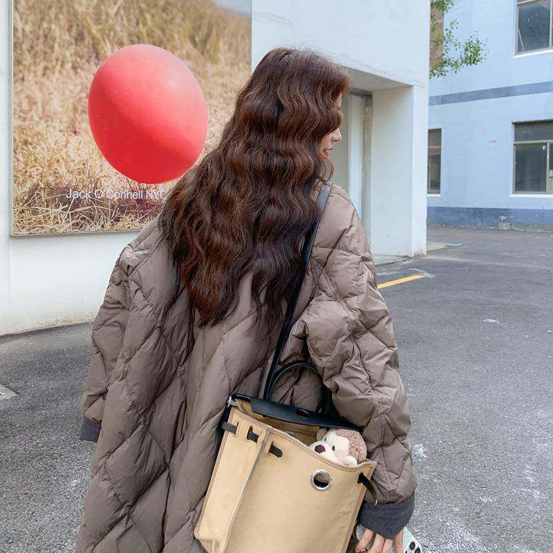 2韩系撞b005-610色翻领菱格90白鸭绒羽绒服宽冬025新款中长女款松