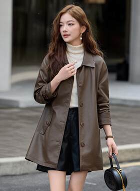 秋季新款高级感今年流行克系带中款长衣皮YG82978外套夹女