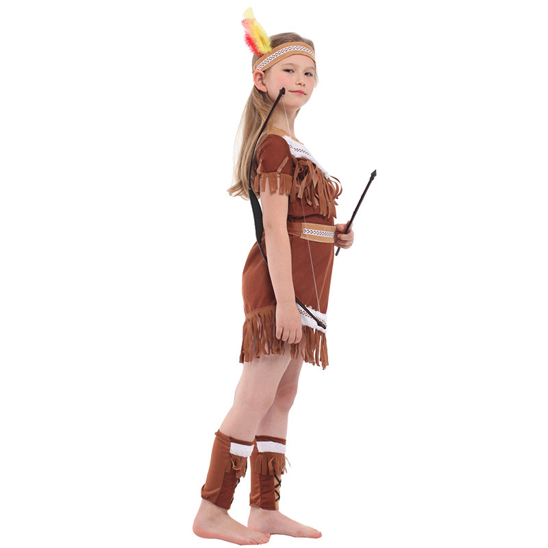 万圣节cosplay服装儿童面具舞会亲子表演服印第安人演出服猎人服
