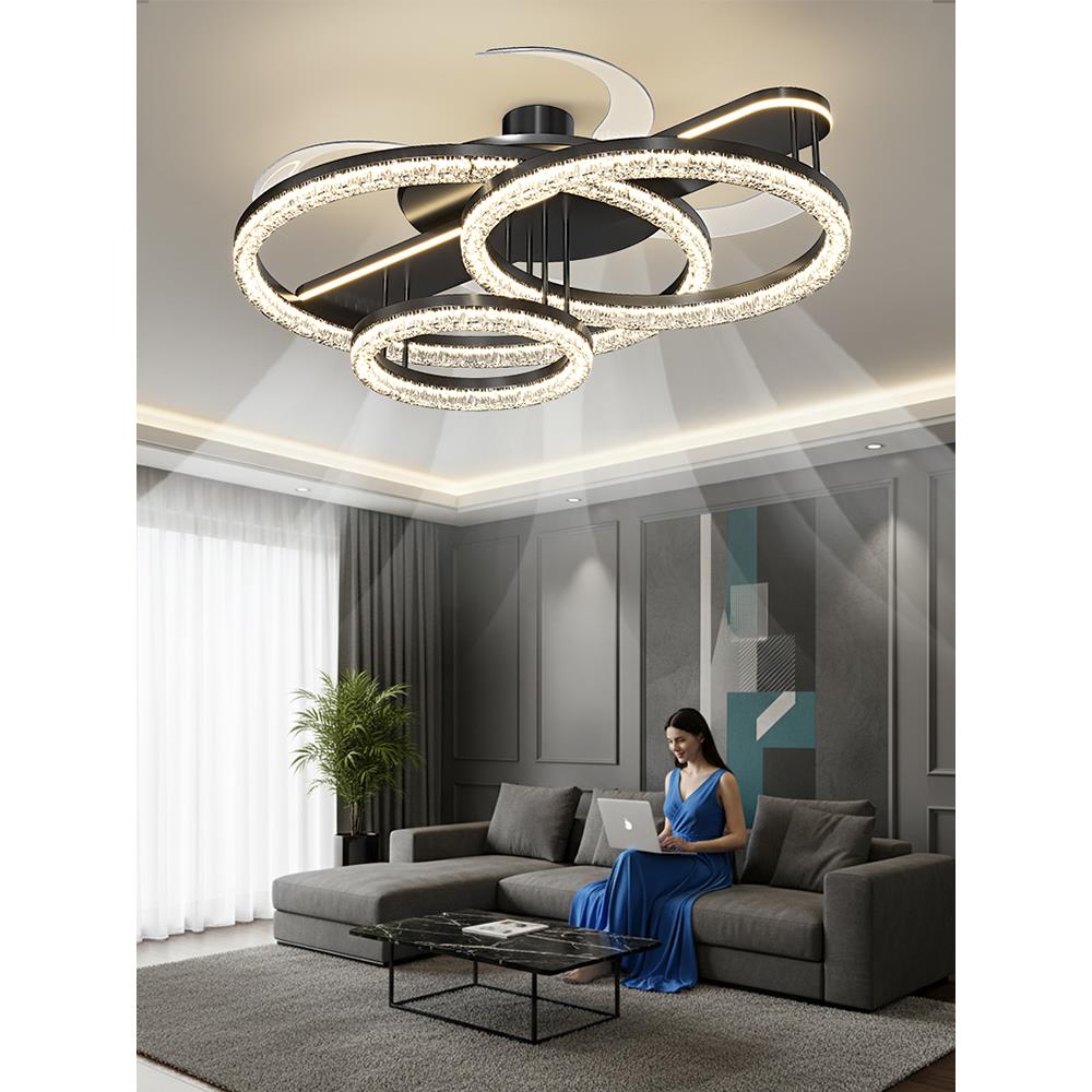 惠普风扇灯2025新款客厅吊灯现代简约大气餐厅吊扇灯全屋套餐灯具