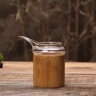 台湾玻璃茶海鹰嘴北欧风格公道杯竹筒围裙公杯高硼硅无把茶盅