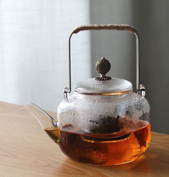 出口日本泡茶壶锤纹玻璃功夫红
