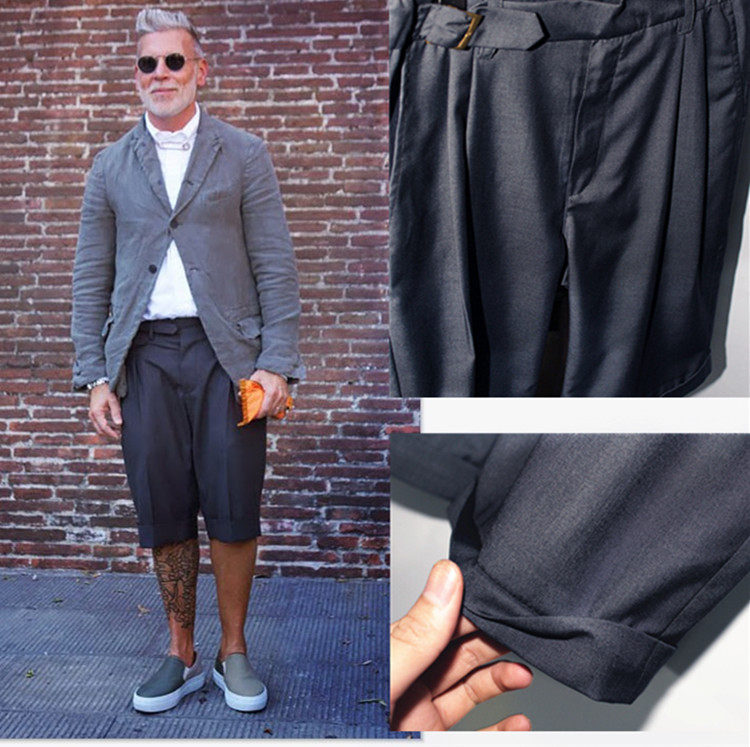 nick wooster宽松西装五分裤短裤男雅痞休闲阔腿裤男直同复古夏潮