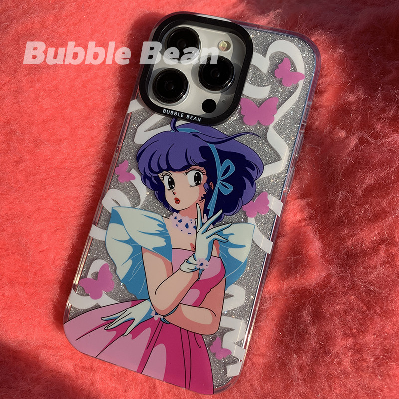 Bubble Bean复古闪粉小甜甜美少女双层印花手机壳适用于苹果13pro