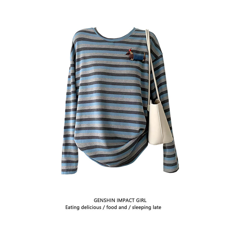 美式复古立体腊肠狗长袖T恤秋季