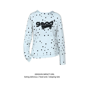 纯棉长袖 美式 修身 腊肠狗印花帽衫 上衣潮 街头波点连帽卫衣女秋冬季