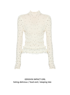 德绒内搭打底衫女秋冬季新款时尚半高领波点印花修身显瘦t恤上衣