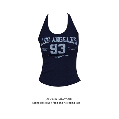 美式辣妹字母印花吊带背心女夏季