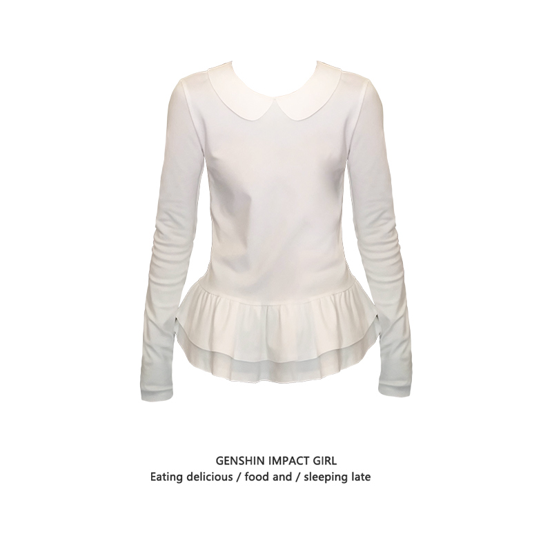 拼接花边下摆设计感上衣女打底衫