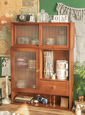 桌上置物架桌面化妆品收纳盒杯子茶具收纳实木桌面柜收纳盒子整理