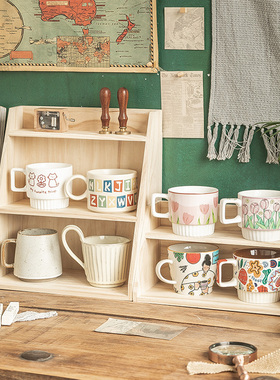 木制杯子收纳置物架防尘桌面整理柜化妆品护肤收纳盒工位整理柜子