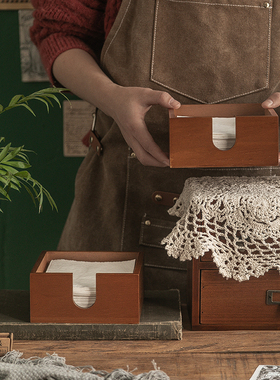 松川家居复古纸巾盒zakka桌面创意厨房客厅茶几家用餐巾纸收纳盒