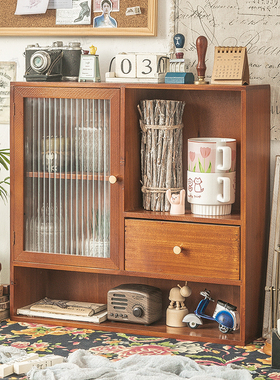 桌上置物架桌面化妆品收纳盒杯子收纳置物架复古收纳柜茶具展示架