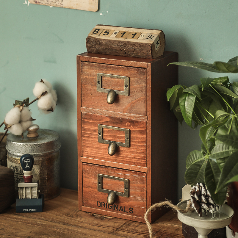 复古风胶带饰品柜子抽屉式收纳盒