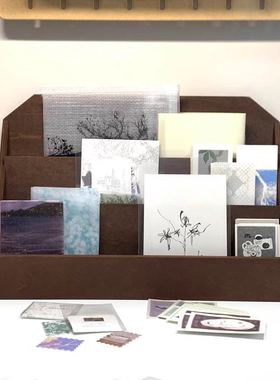 复古桌面木质文具收纳盒书本文件夹手账化妆品置物架卡片绘本整理