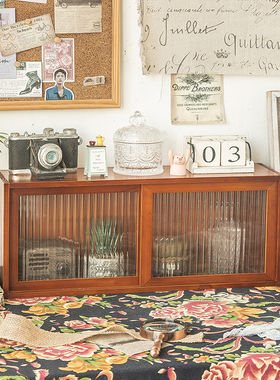 杯子茶具收纳实木桌面柜桌面收纳柜化妆品收纳盒子整理盒防尘桌面