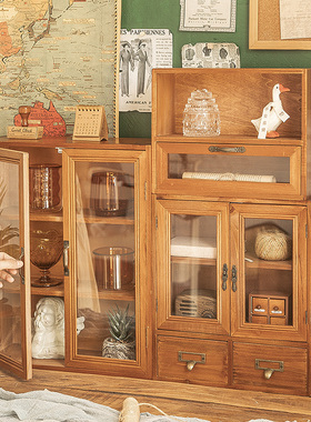 实木三件套办公桌面文件杯子茶杯梳妆台化妆品抽屉收纳盒防尘置物