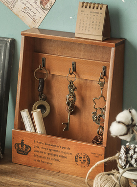 玄关钥匙收纳门口进门挂墙壁挂式鞋柜挂架入户钥匙挂钩家用木制