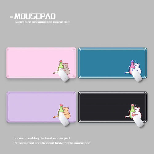 女生可爱烧酒猫鼠标垫超大防水加厚Kawaii Cute Cat Soju Deskmat