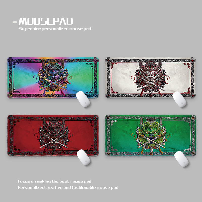 哥特式亚洲中式狮子鼠标垫超大防水耐脏Gothic asianLion DeskMat