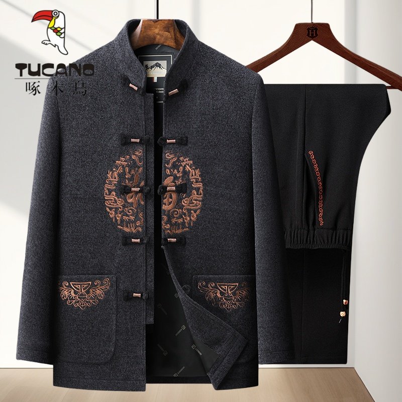 啄木鸟唐装男中老年套装秋冬季加厚保暖中国风过寿寿宴中山装棉袄,男装,唐装,淘宝优惠券,粉丝福利购,淘宝优惠卷
