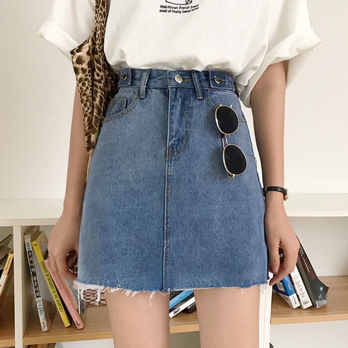 ins超火半身裙女2019流行夏天短裙韓版chic高腰顯瘦毛邊a字牛仔裙在類目 女裝/女士精品, 半身裙中 - 來自Buy2taobao.com提供專業的淘寶代購服務