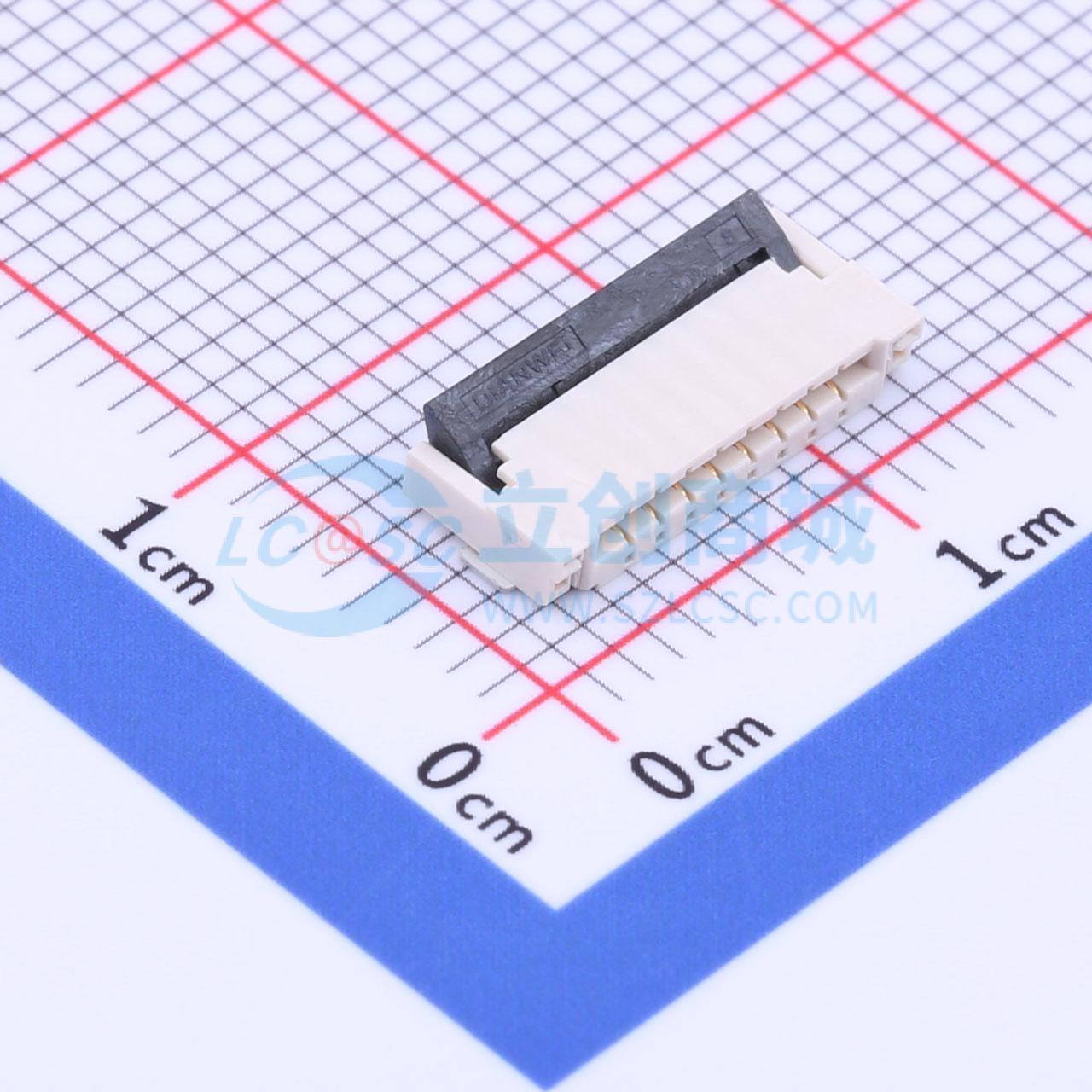 连接器 F1004-H-08-20G-R SMD,P=1mm,卧贴 翻盖式 8P 双侧触点/上