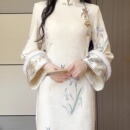 新中式 高端气质改良旗袍少女花朵年轻款 新款 抹茶麻薯2025年冬季