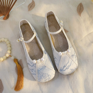 民族风单鞋 女低跟搭配旗袍汉服鞋 国风青花瓷 老北京布鞋 2025年新款