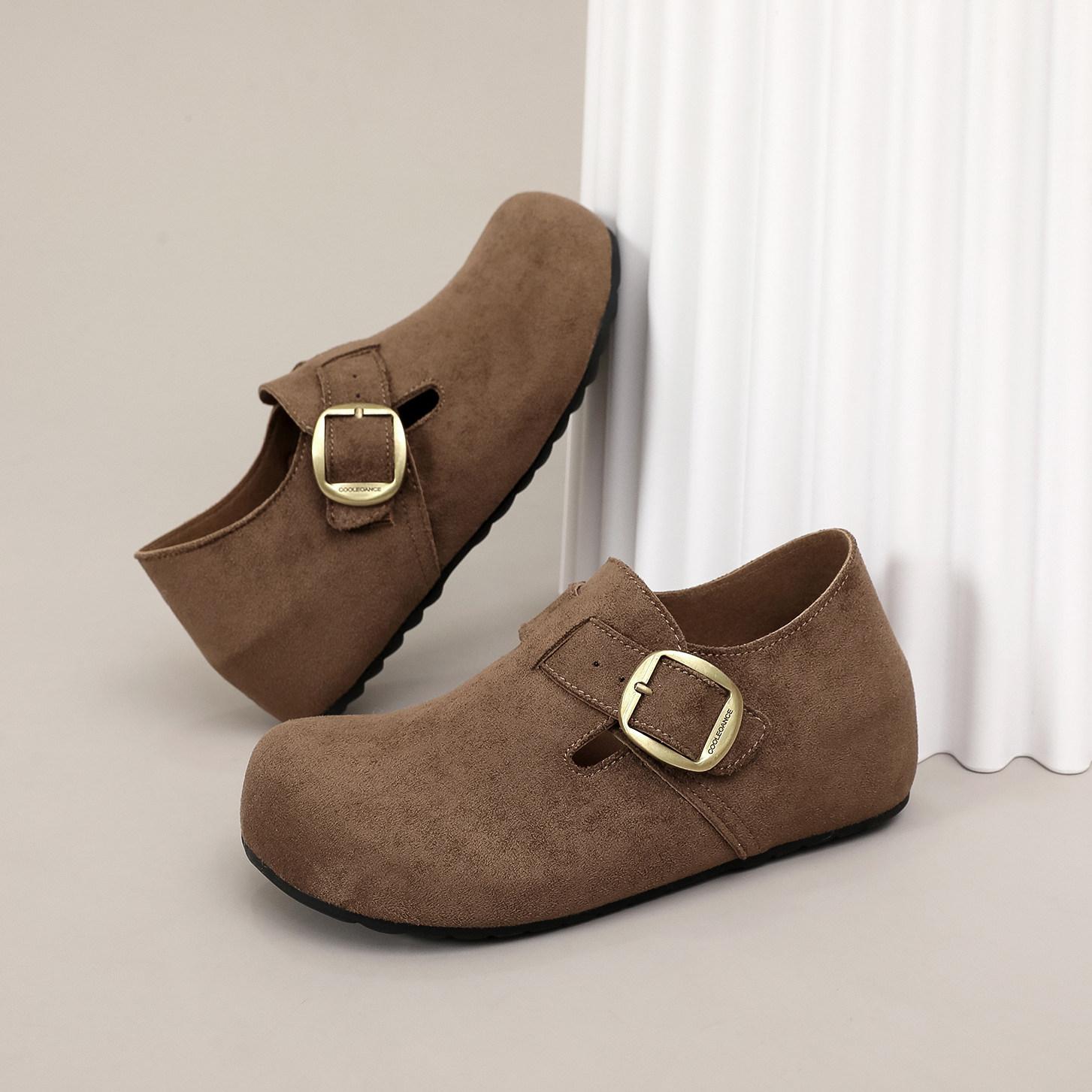 勃肯鞋女春季全包圆头博肯单鞋防滑2026新款春夏一脚蹬乐福豆豆鞋