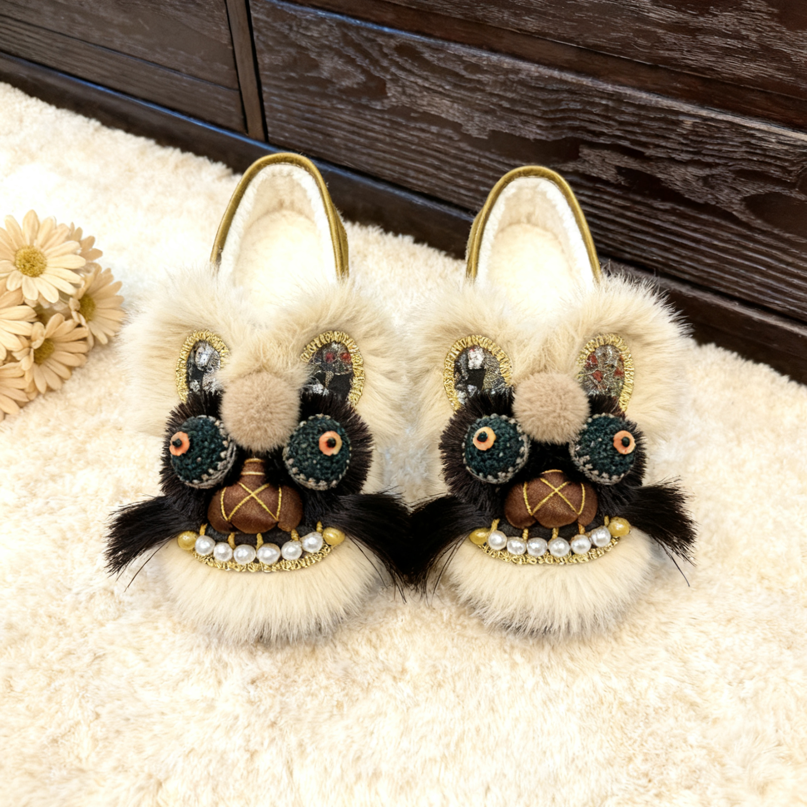 老北京布鞋成人虎头鞋新款国潮刺绣复古民族风平底女式棉鞋毛毛鞋