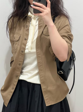 25秋冬新款休闲女装牛仔工装衬衫水洗产品空调衫E480004/479579