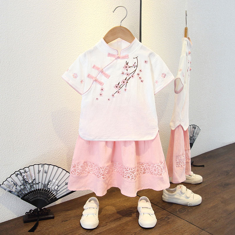 汉服夏款女童中国风唐装儿童中式礼服宝宝三月三民族演出服套装