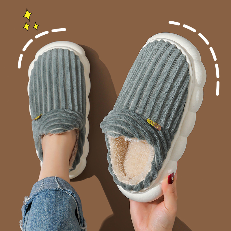 棉拖鞋男士秋冬季2024新款家居室内厚底防滑防臭加绒毛毛棉拖鞋女