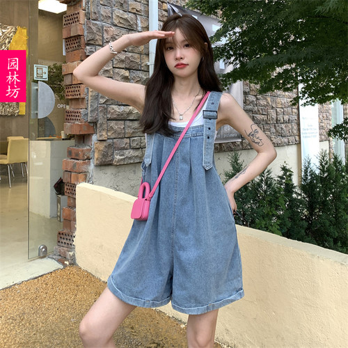 牛仔背带短裤少女小个子夏季
