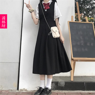 学院风背带连衣裙夏季 护奶裙日系JK制服正版 小个子收腰显瘦中长裙