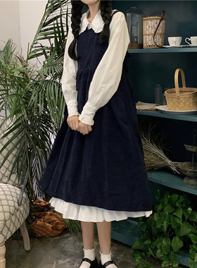 日系原创jk制服学院风收腰白色衬衫女夏季百搭叠穿吊带裙两件套装