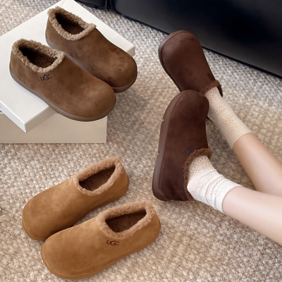 全包加绒勃肯鞋女小土豆乐福鞋毛毛鞋2025秋冬外穿一脚蹬保暖棉鞋