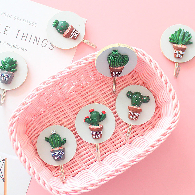 木质仙人掌挂钩可爱ins风格墙壁