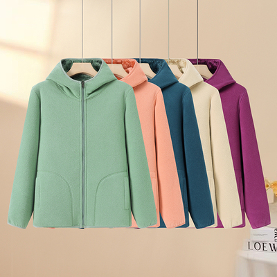 2025新款单件拉链老年连帽羊羔绒