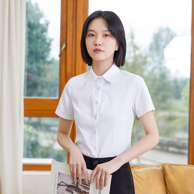 女士打底白色衬衫女韩范显瘦长短