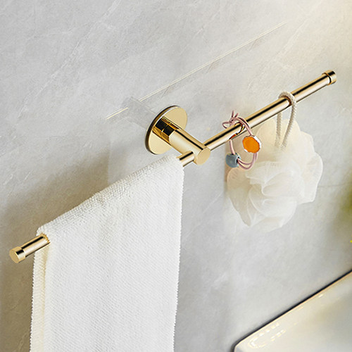 极简毛巾架金色免打孔卫生间单杆