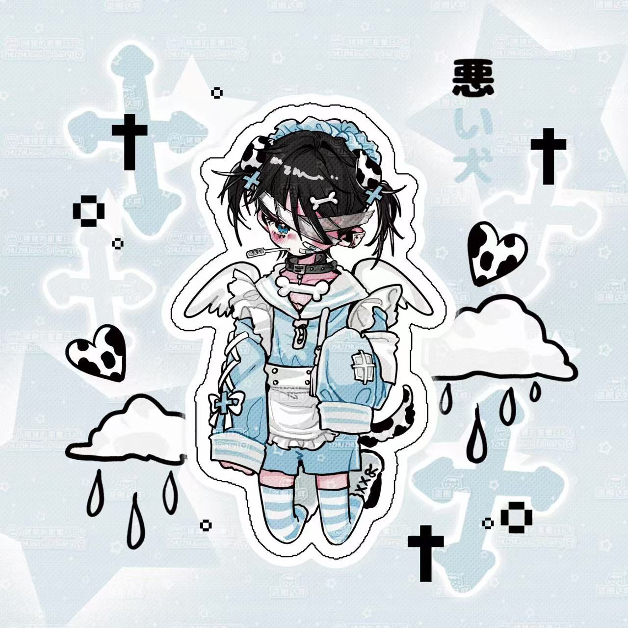 恶犬出没-猪在飞原创人物贴纸手账贴纸咕卡咕壳咕手机背卡diy贴纸,文具电教/文化用品/商务用品,贴纸/立体贴纸,淘宝优惠券,粉丝福利购,淘宝优惠卷