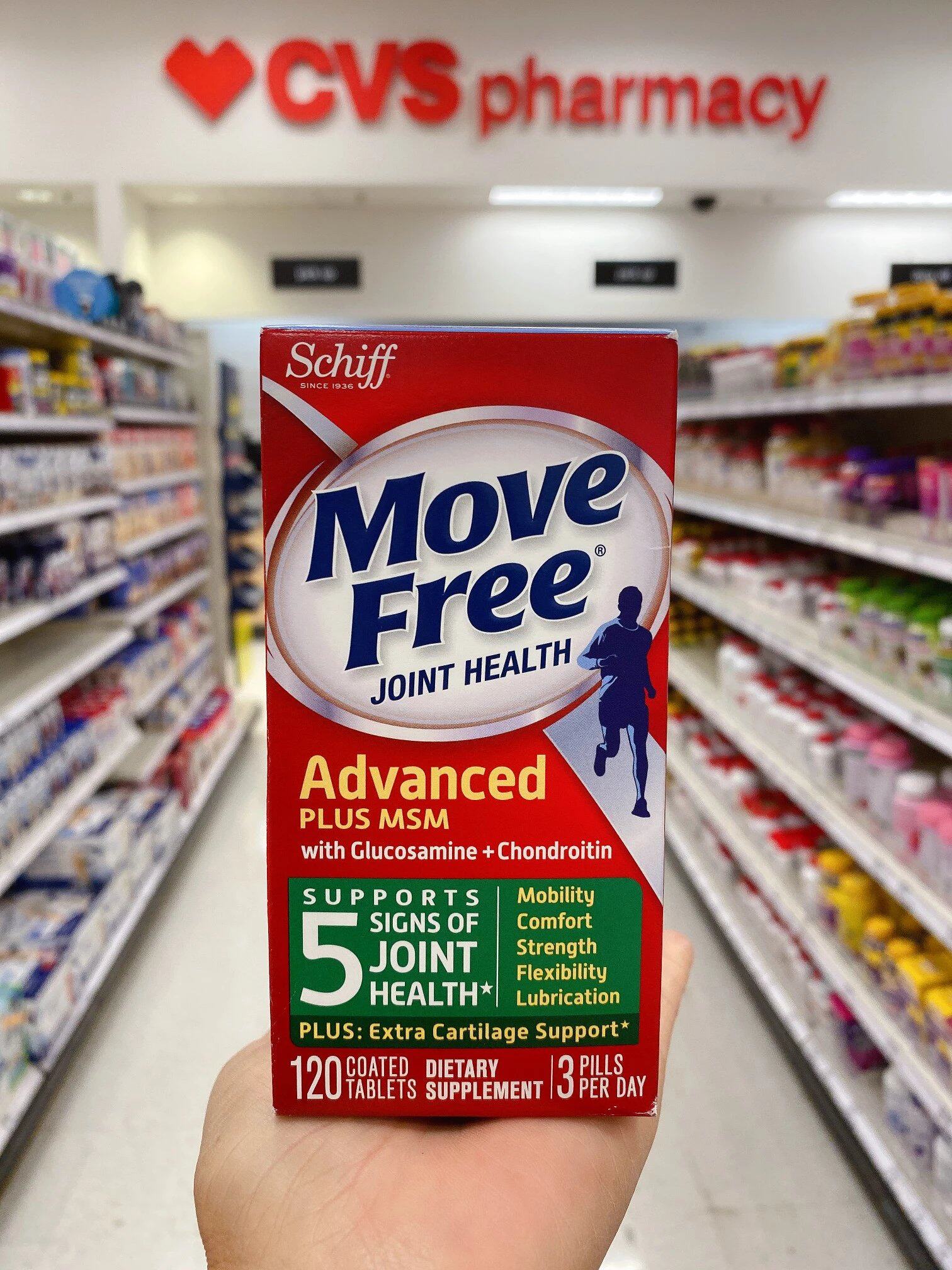 美国发货schiff move free氨基葡萄糖维骨力氨糖软骨素绿盒120粒