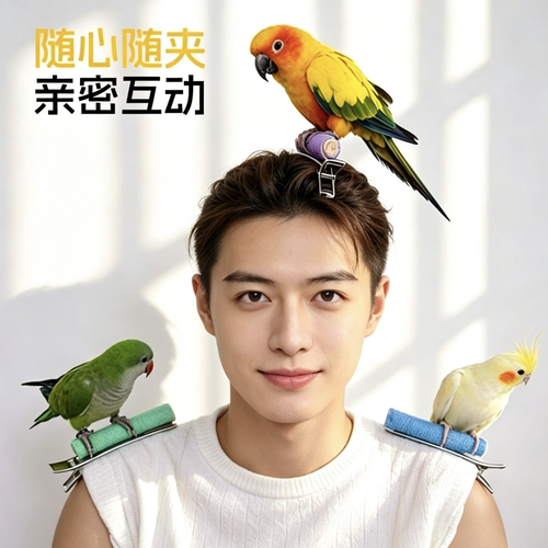 鹦鹉鸟用站立杆带夹子的站立杆随心夹站立杆鹦鹉站立杆鹦鹉玩具