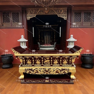 寺庙祠堂道观实木供桌香樟木龙纹雕刻大供桌佛台神台