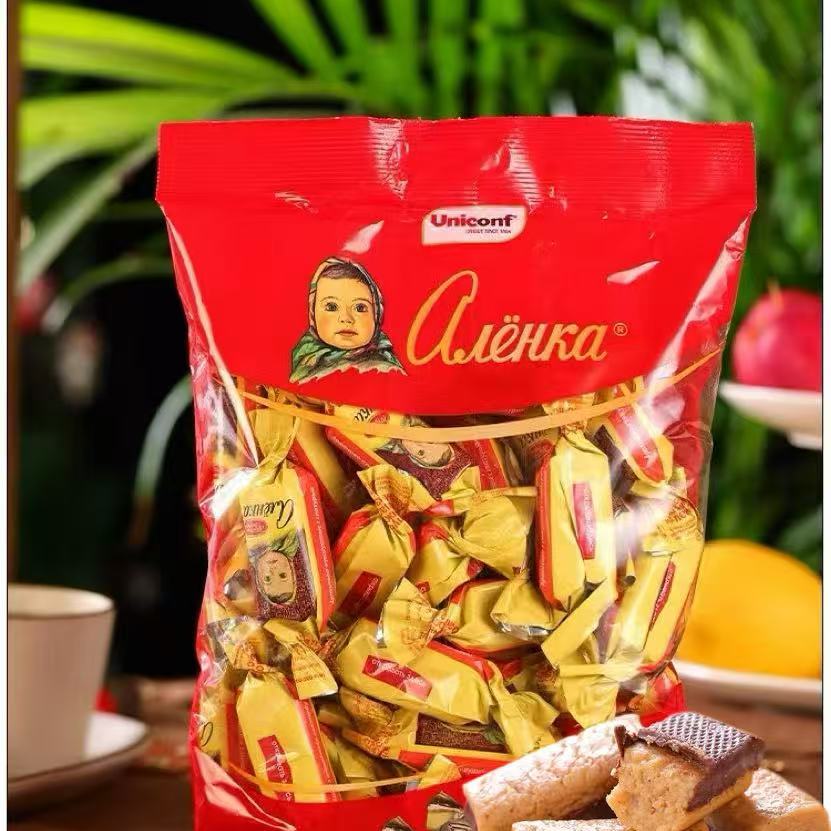 俄罗斯进口糖果酥糖芝麻花生巧克力爱莲巧大头娃娃年货喜糖包邮