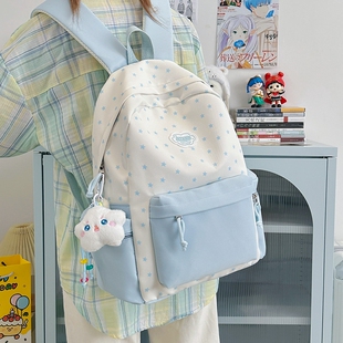 书包初中生女生ins风小众蓝色系大容量高中双肩包高颜值小学生女