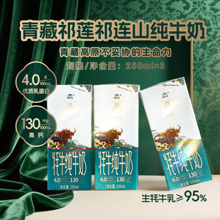 【含95%生牦牛乳】青藏祁莲祁连山品质纯牛奶250ml/支送礼